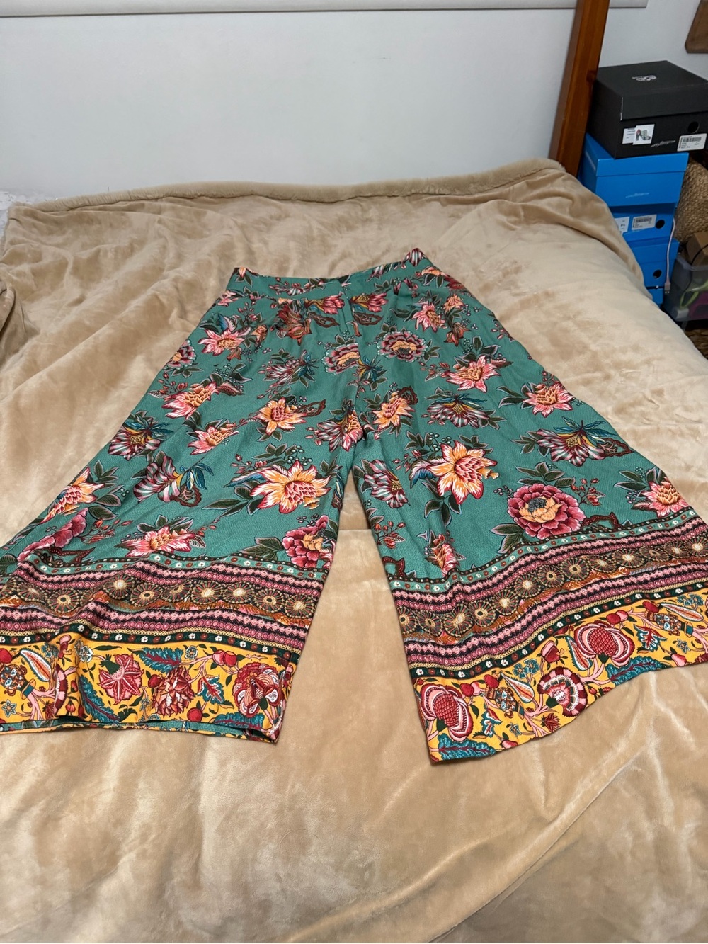Anthropologie Farm Rio Floral Wide-Leg Pants in Sage Women’s Small - Picture 2 of 4